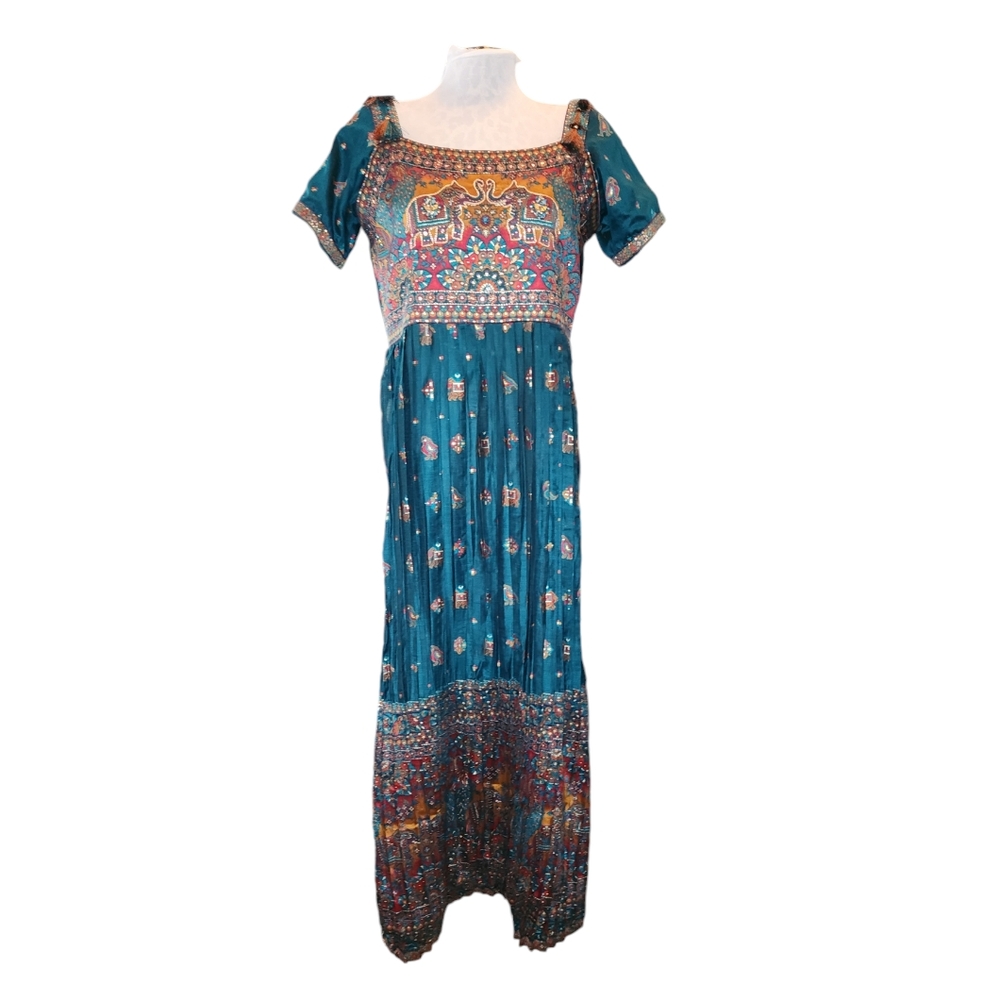 AAA Plus By Jini-Nimi‎ Turquoise, Red & Gold Middle Eastern Ethnic Wear Kurta XL